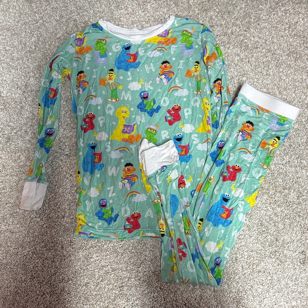 Little Sleepies Sesame Street Pajama Set - Light Blue and Multicolor